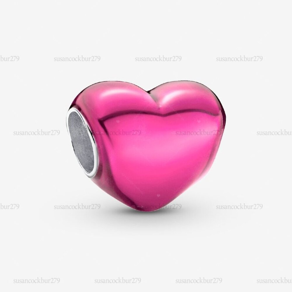 Pandora Metallic Pink Heart Charm|Pendant